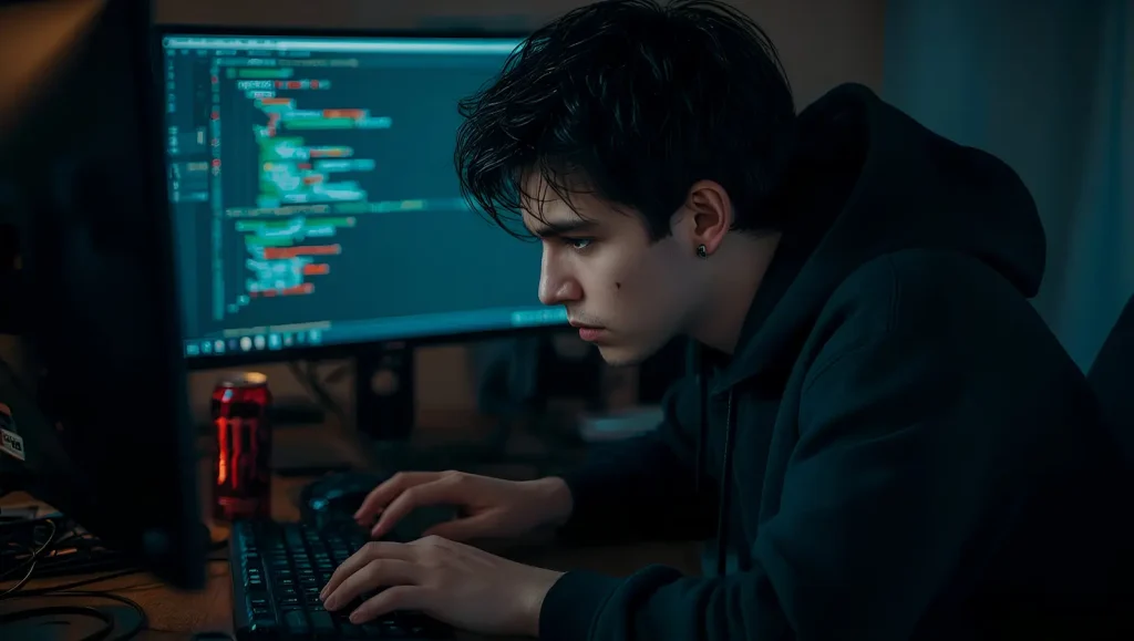 Hacker achter laptop