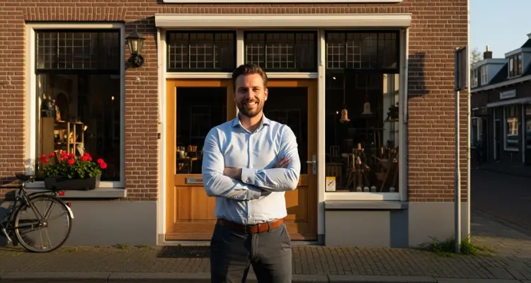 Ondernemer voor zijn winkel in Drenthe