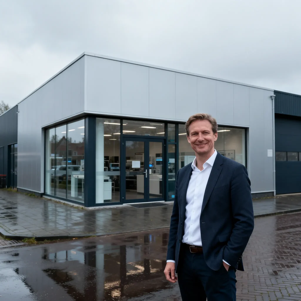 ondernemer voor bedrijf in regen