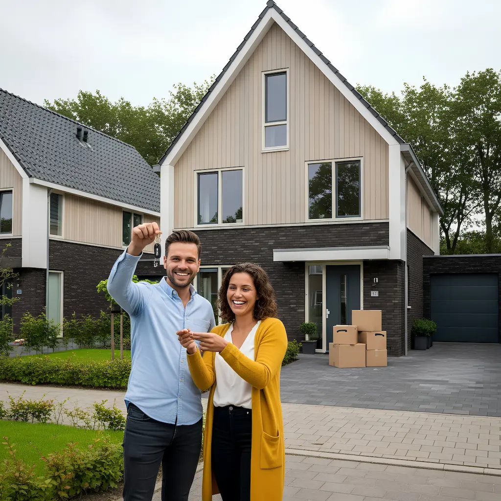 Nederlands koppel met sleutels voor nieuwe huis