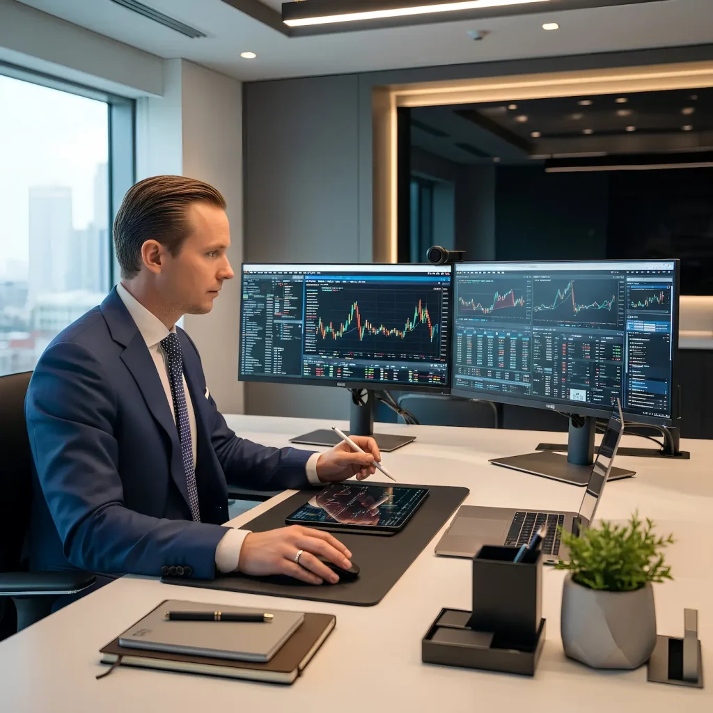 financieel analyst op kantoor