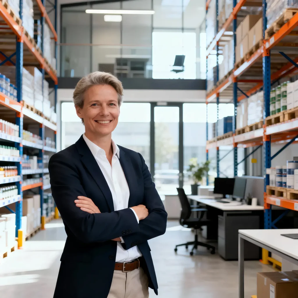 ondernemer in magazijn