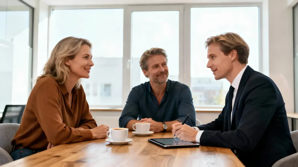 klant wordt geadviseerd door adviseur