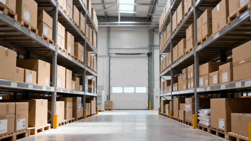 Opslag met inventaris op rekken