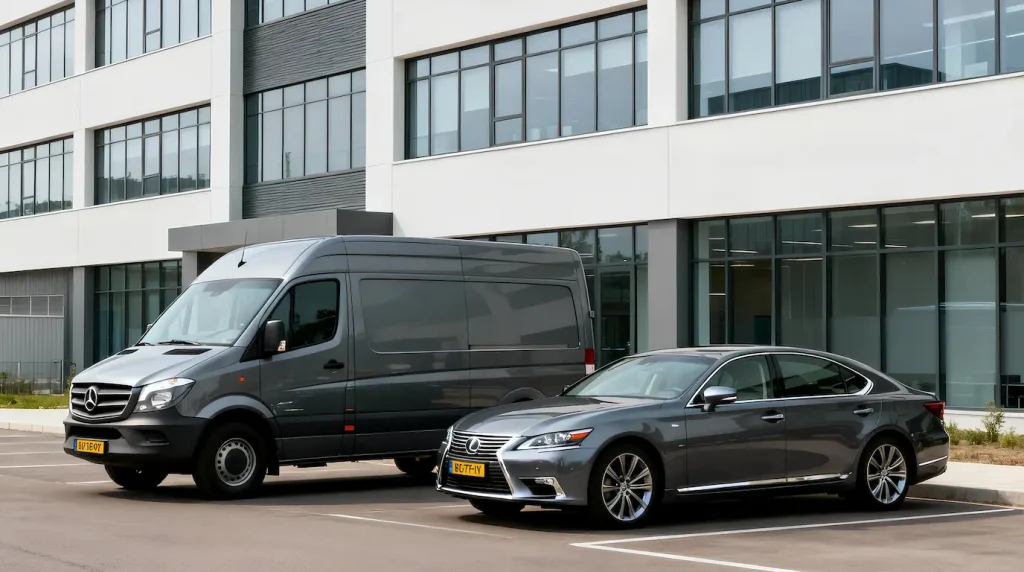 Twee bedrijfsauto's op parkeerplaats