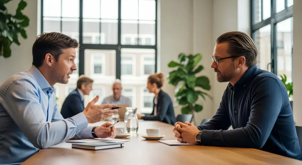 Gesprek tussen ondernemer en adviseur