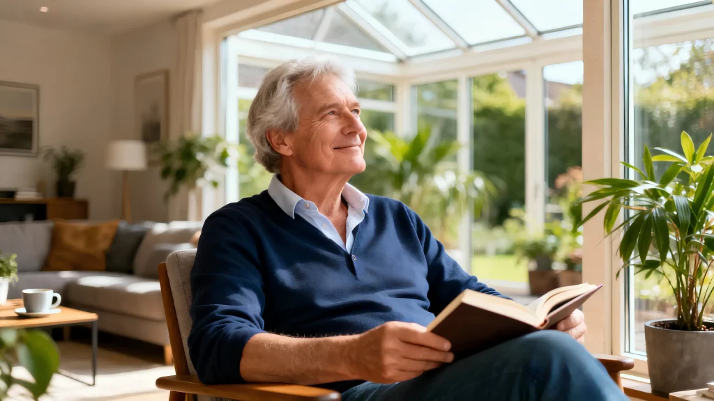 Gepensioneerde DGA op stoel met boek