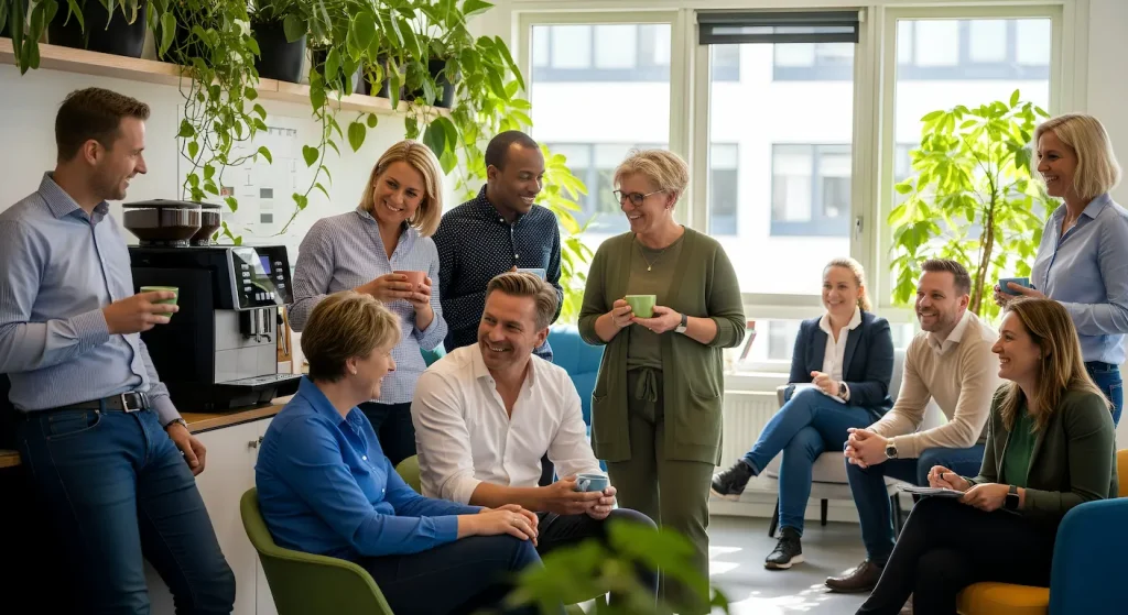 Groep werknemers in een cirkel
